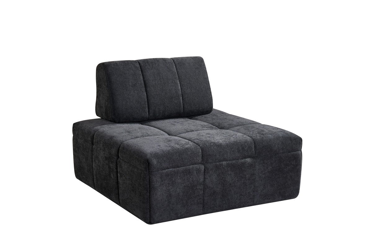 Upholstered Modular Armless Chair – Black
