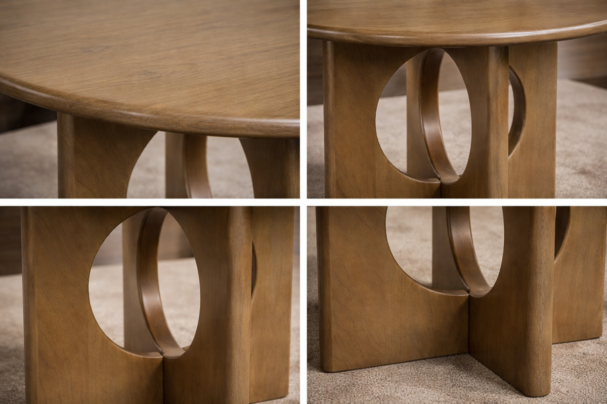 Curved Solid Wood Dining Table – Natural Oak