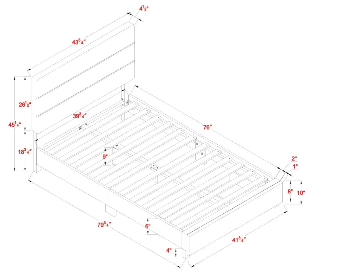 Channel-Tufted Solid Wood Platform Storage Bed