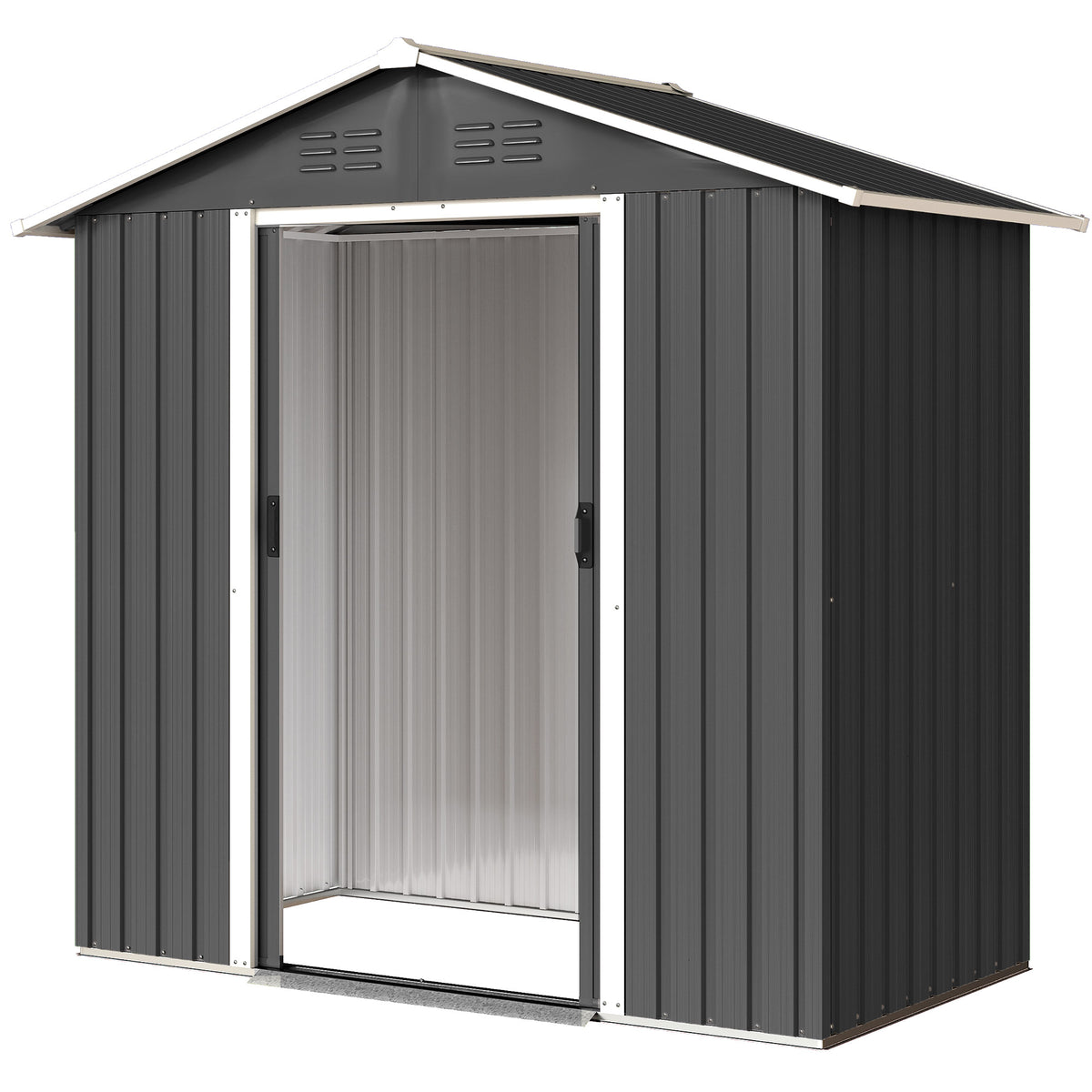 6.5x3.5ft Metal Garden Storage Shed for Outdoor Tool Storage with Double Sliding Doors and Vents – Dark Grey