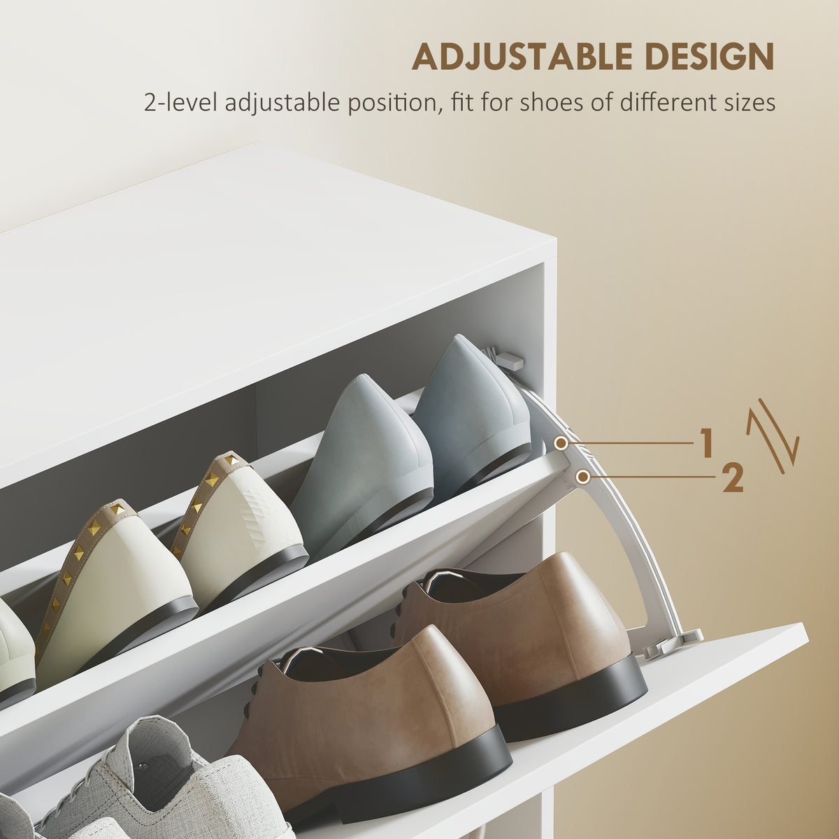 Flip-Down Multi Shoe Cabinet – 47"W x 32"H