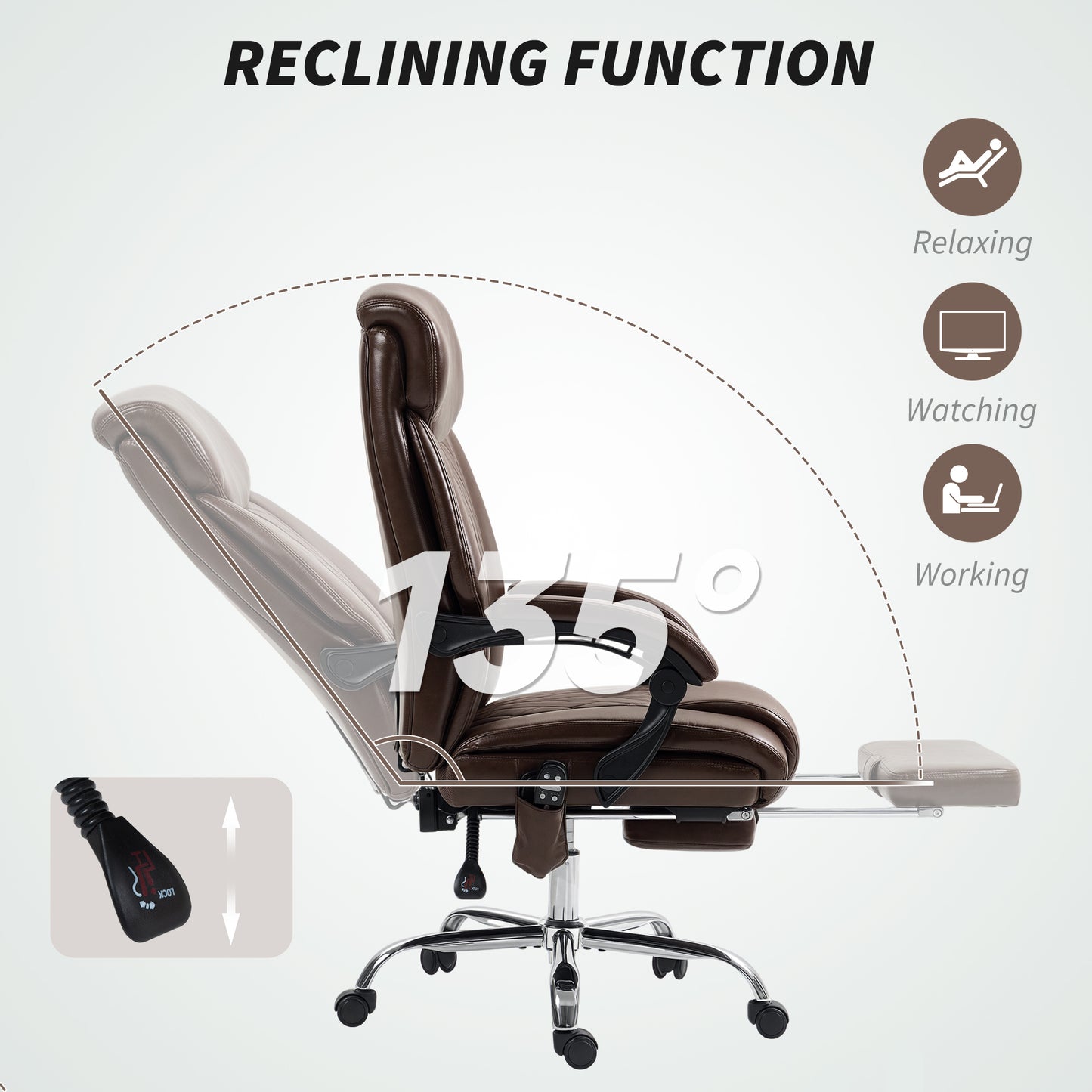 HOMCOM 6-Point Massage Ergonomic Office Chair with Reclining Footrest & Side Pocket