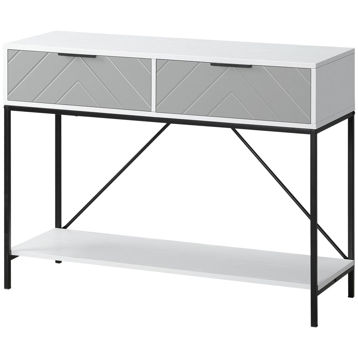 Modern 2-Tier Console Table with 2 Drawers