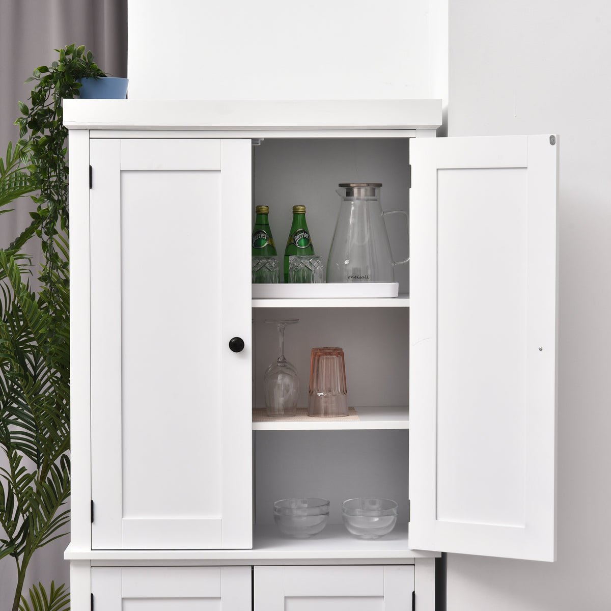 Freestanding Kitchen Pantry Cabinet with 4 Doors – 30"W x 73"H