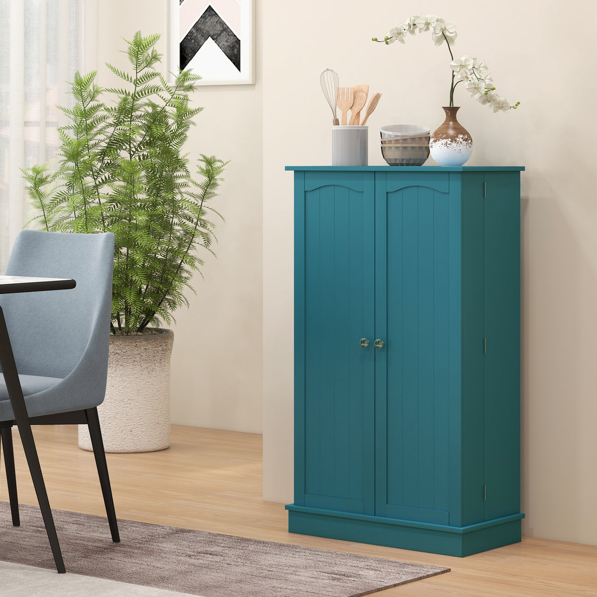 2-Door Kitchen Pantry Cabinet with 5-tier Shelving – 24"W x 41"H