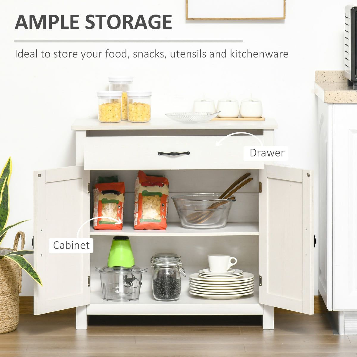 Farmhouse Sideboard Buffet Cabinet with Barn Doors – 32"W x 32"H