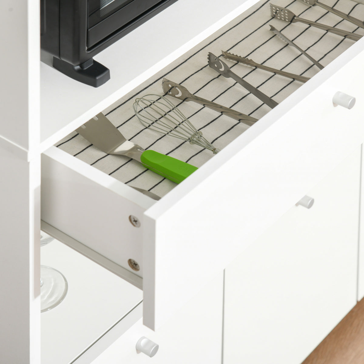 Compact Kitchen Hutch with Microwave Stand and Drawer – 36"W x 47"H