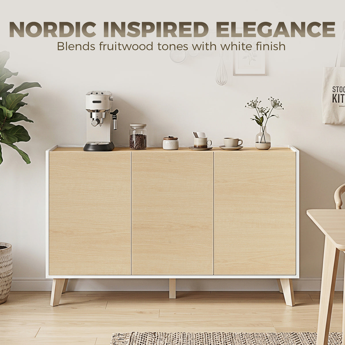 Modern Kitchen Storage Cabinet with 6 Compartments – 47"W x 29"H