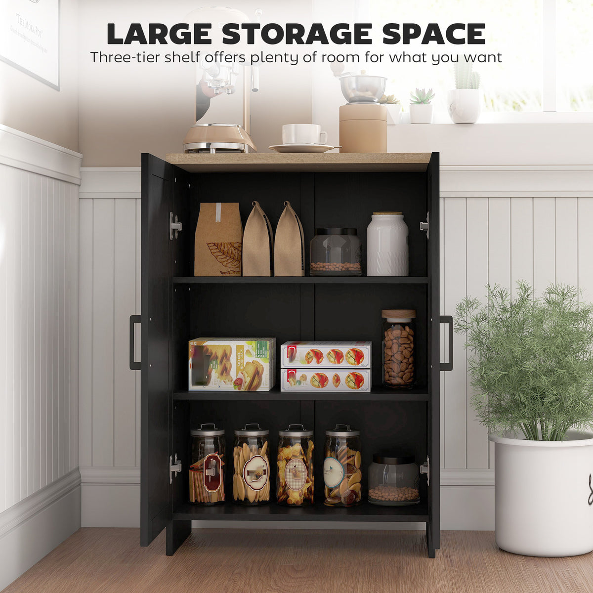 Modern Storage Cabinet with Doors and Adjustable Shelf – 24"W x 35"H