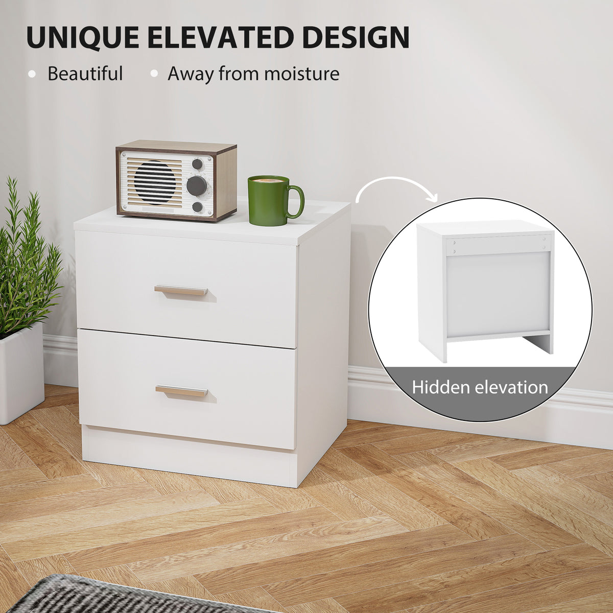 Modern 2-Drawer Nightstand – 18"W x 19"H