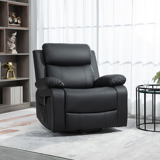 HOMCOM Black Microfiber Manual Recliner Chair with Vibration Massage, Side Pockets