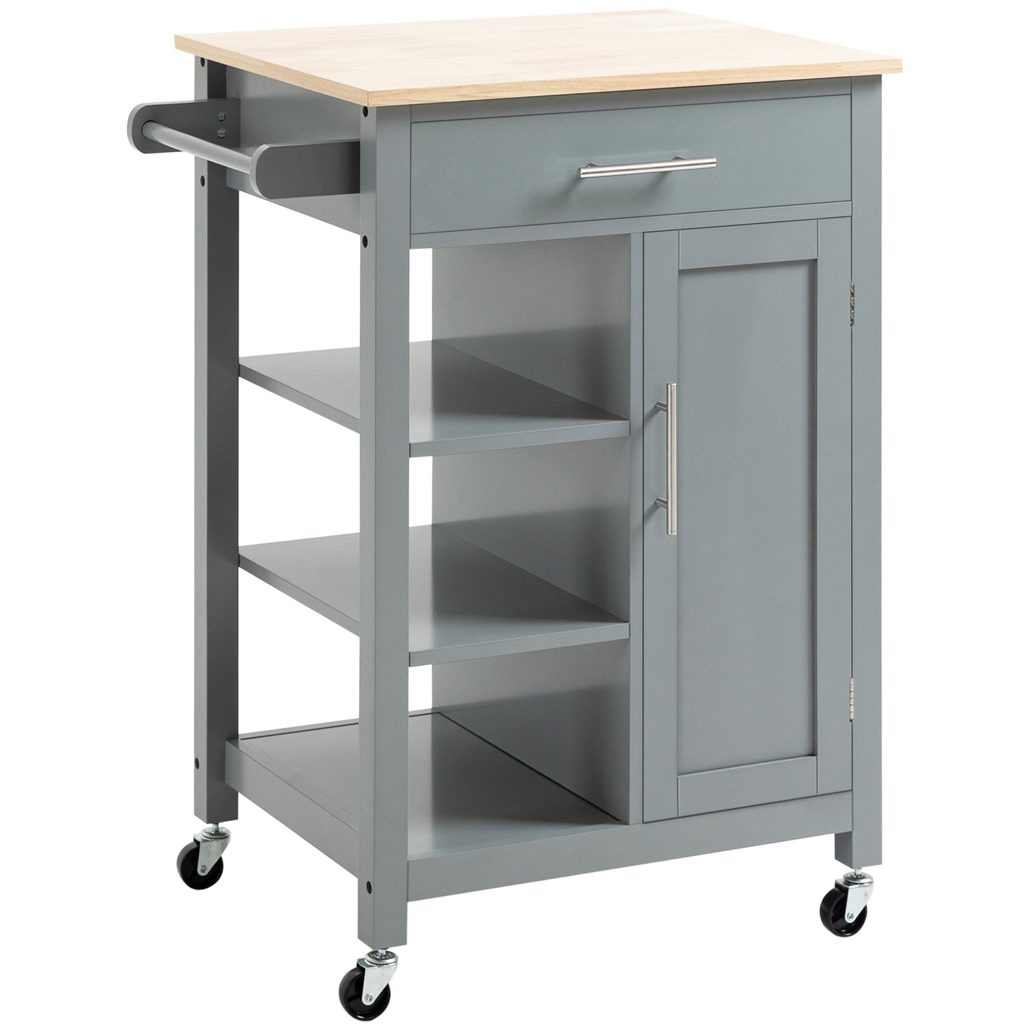 HOMCOM Compact Kitchen Utility Cart Grey