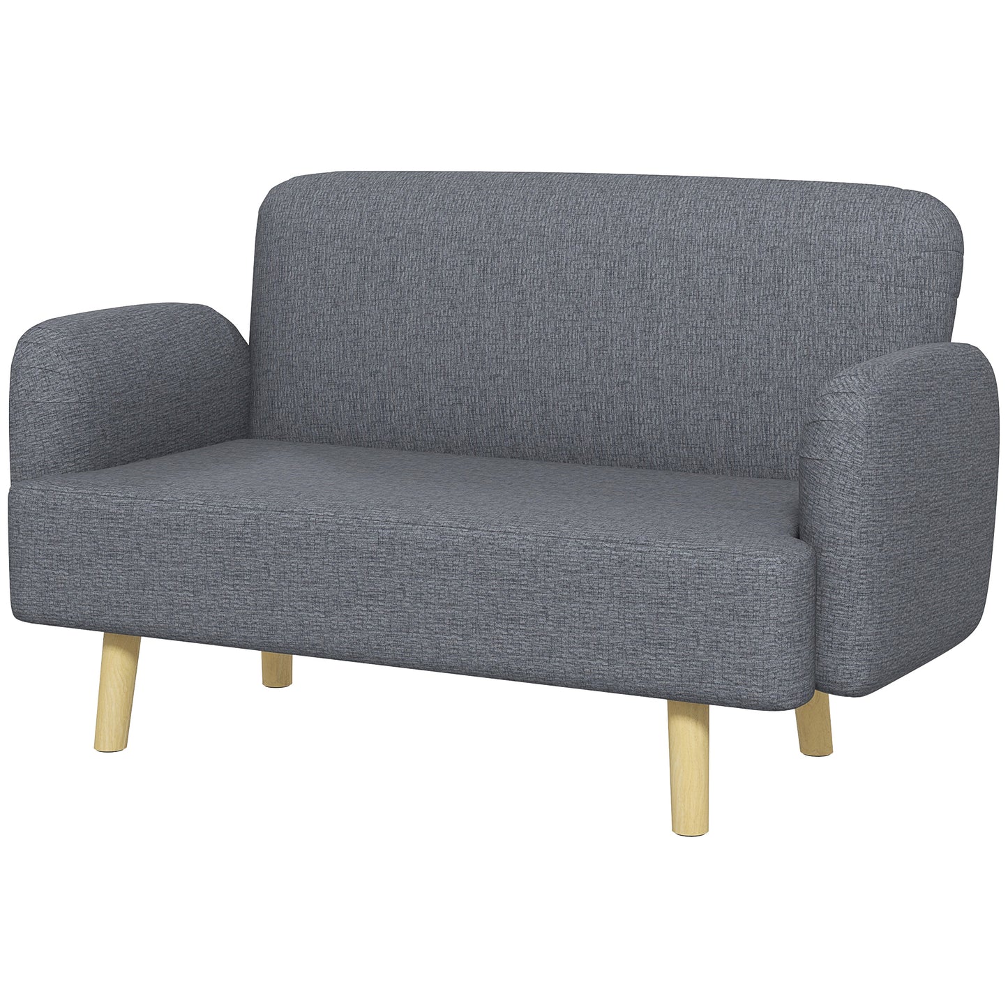 HOMCOM Grey Velvet 2-Seater Loveseat, Thick Padded Small Sofa with Wood Legs