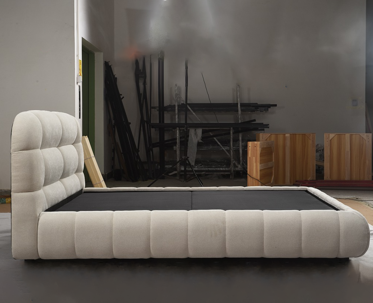 KING LIFT BED FRAME - BEIGE
