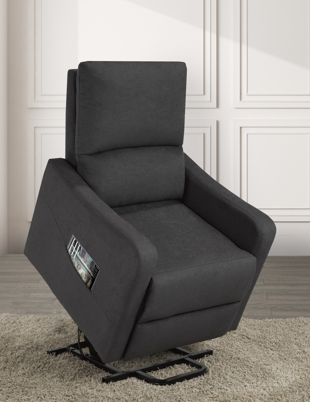 Upholstered Power Recliner Lift Chair – Dark Grey (Style 2)