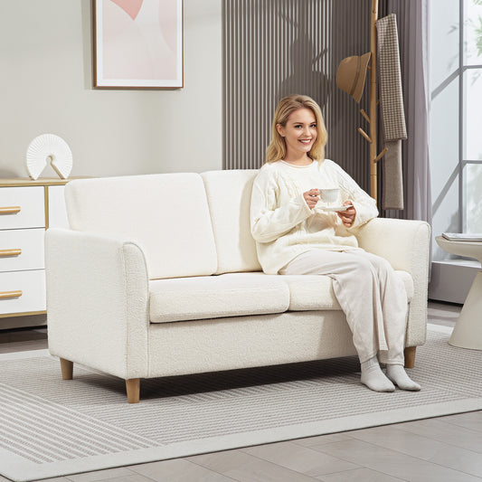 Two-Seater Sofa with Wood Legs