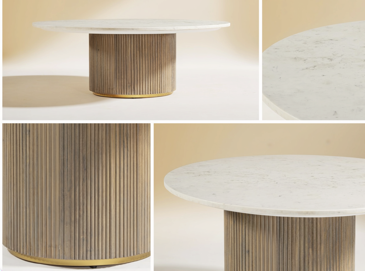 Marble Dining Table – Grey Wash (Style 2)