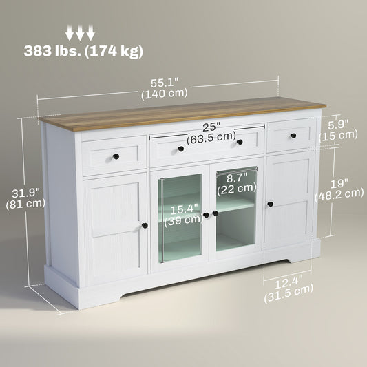 Sideboard Buffet Cabinet with Storage – 55"W x 32"H