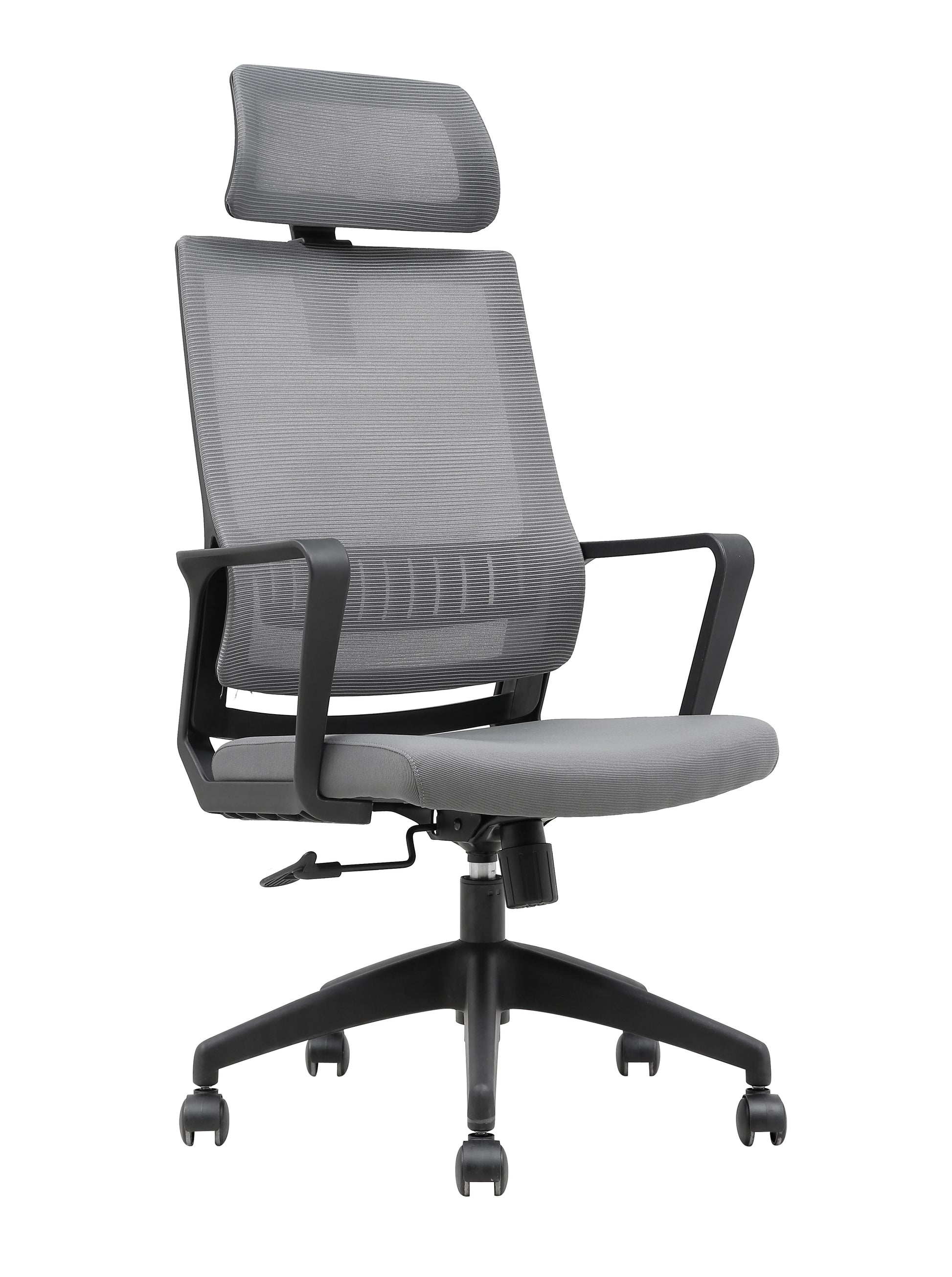 Ergonomic Grey Mesh Office Chair, Adjustable Height, Lumbar Support, Smooth Casters