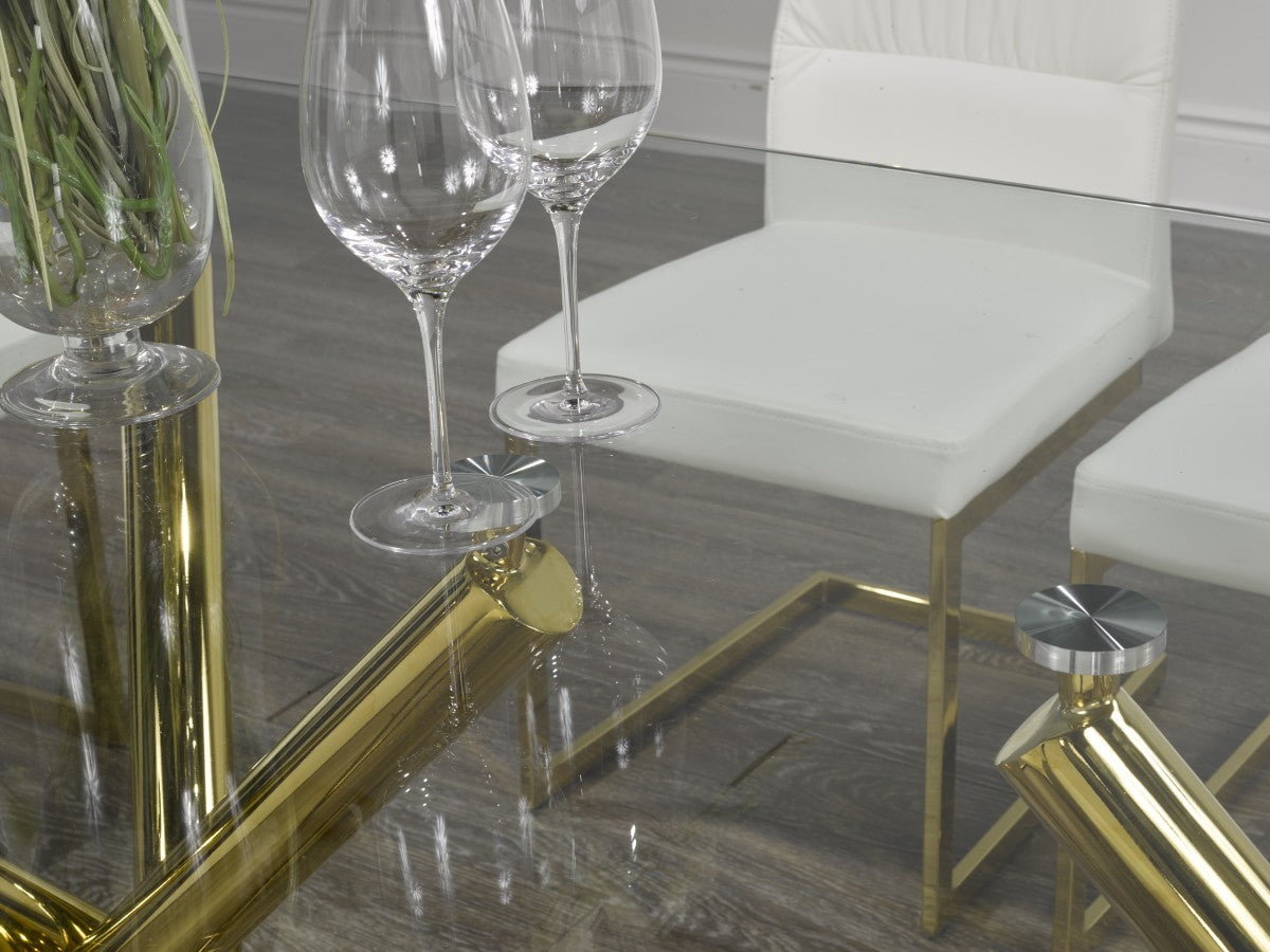Glass Dining Table – Gold