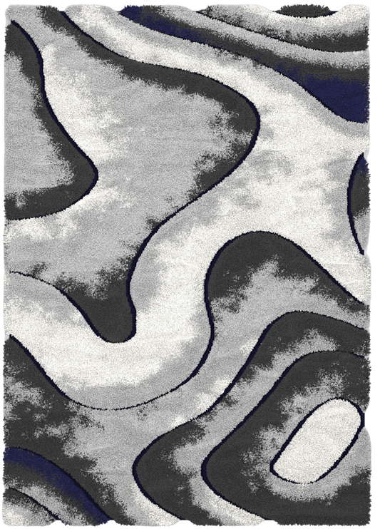 Luxurious Grey Dark Blue Area Rug - Premium Quality Design