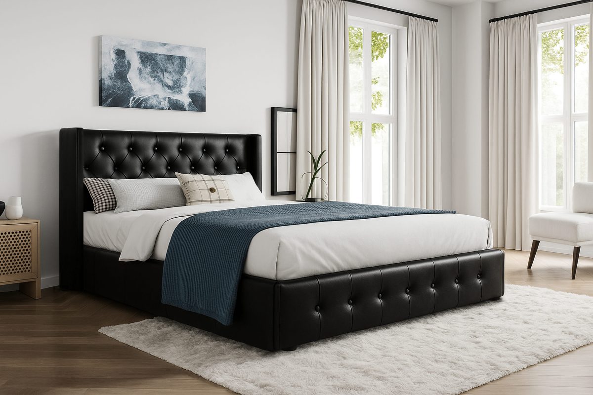Titus T2162 Modern Tufted Storage Platform Bed Frame