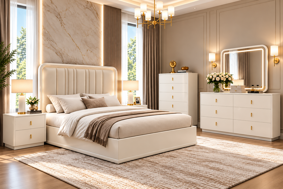 Averra Hydraulic Lift-Up Storage Bedroom Set – Queen & King Complete Bedroom Collection