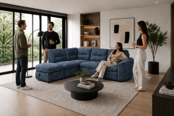 LHF Sectional Sleeper Blue