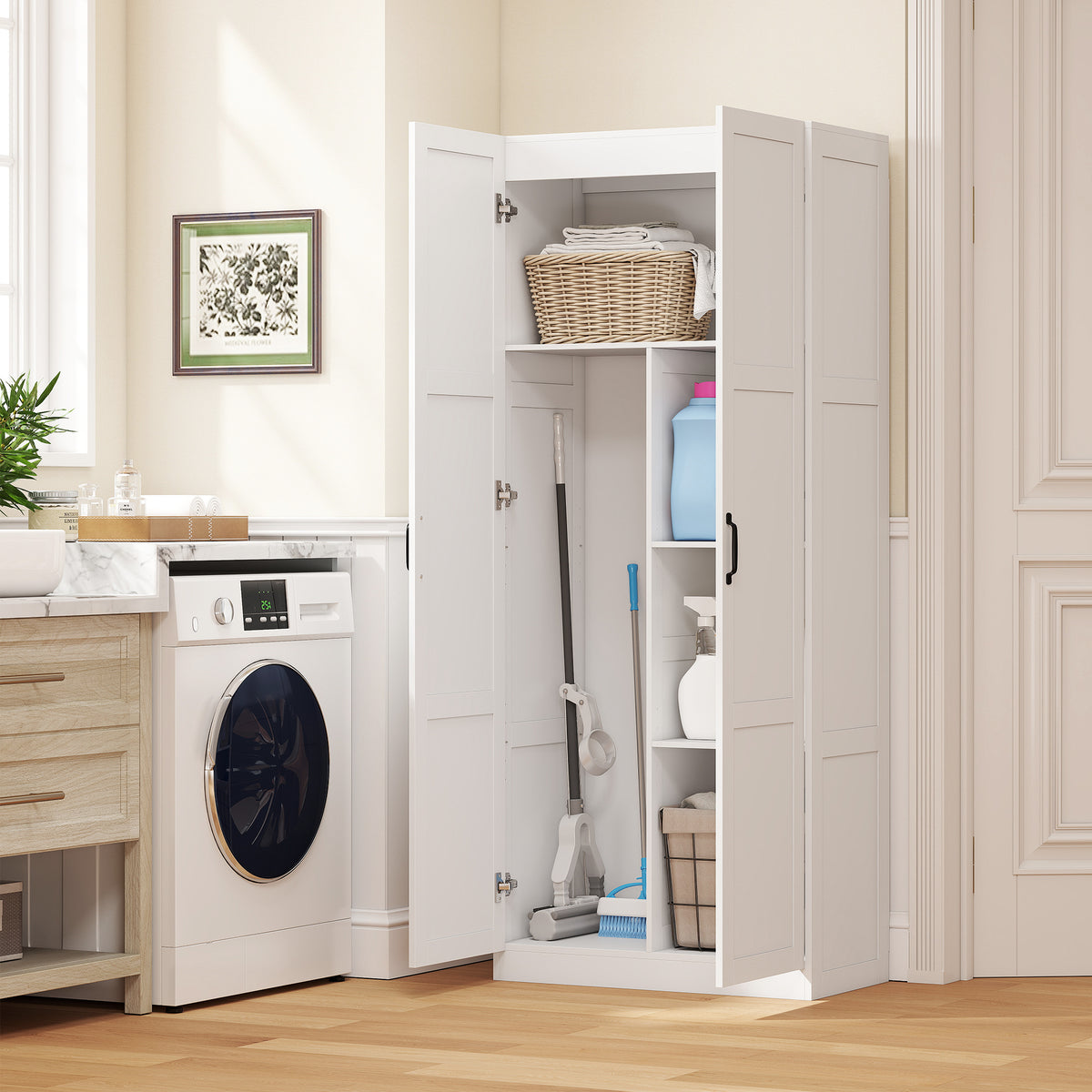 Kitchen Pantry Storage Cabinet with Soft-Close Hinges – 30"W x 71"H