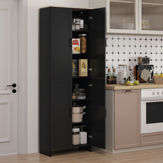 4-Door Kitchen Pantry Cabinet with Adjustable Shelves – 24"W x 67"H