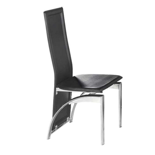Black Leather-Look Dining Chair with Chrome Legs – Set of 6