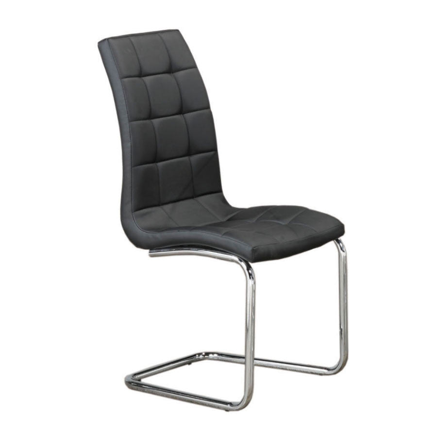 Black PU Dining Chair with Chrome Frame – Set of 6