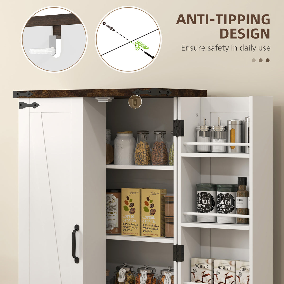 Kitchen Pantry Cabinet with Doors and Adjustable Shelves – 24"W x 41"H