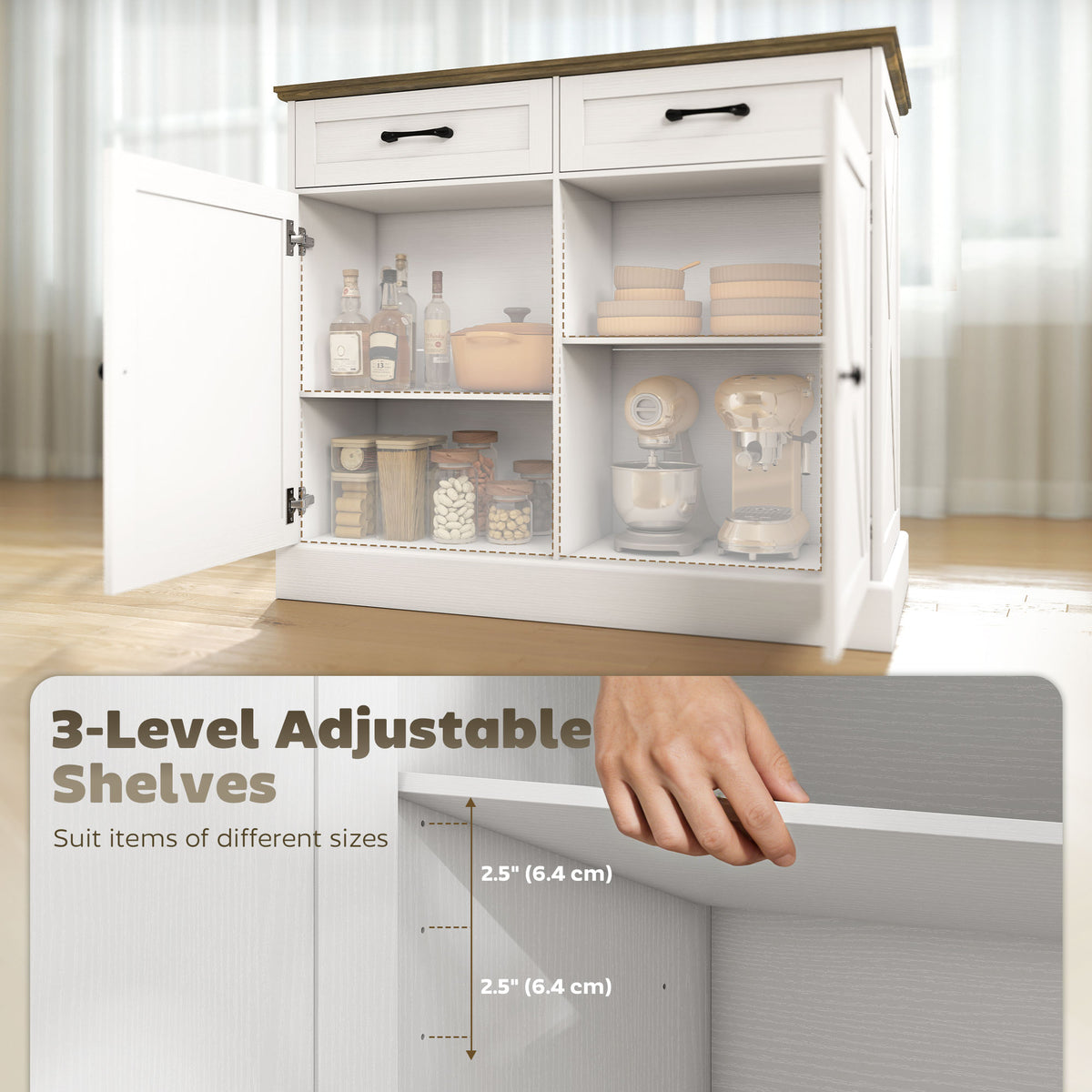 Kitchen Island with Sitting Space – 42"W x 36"H