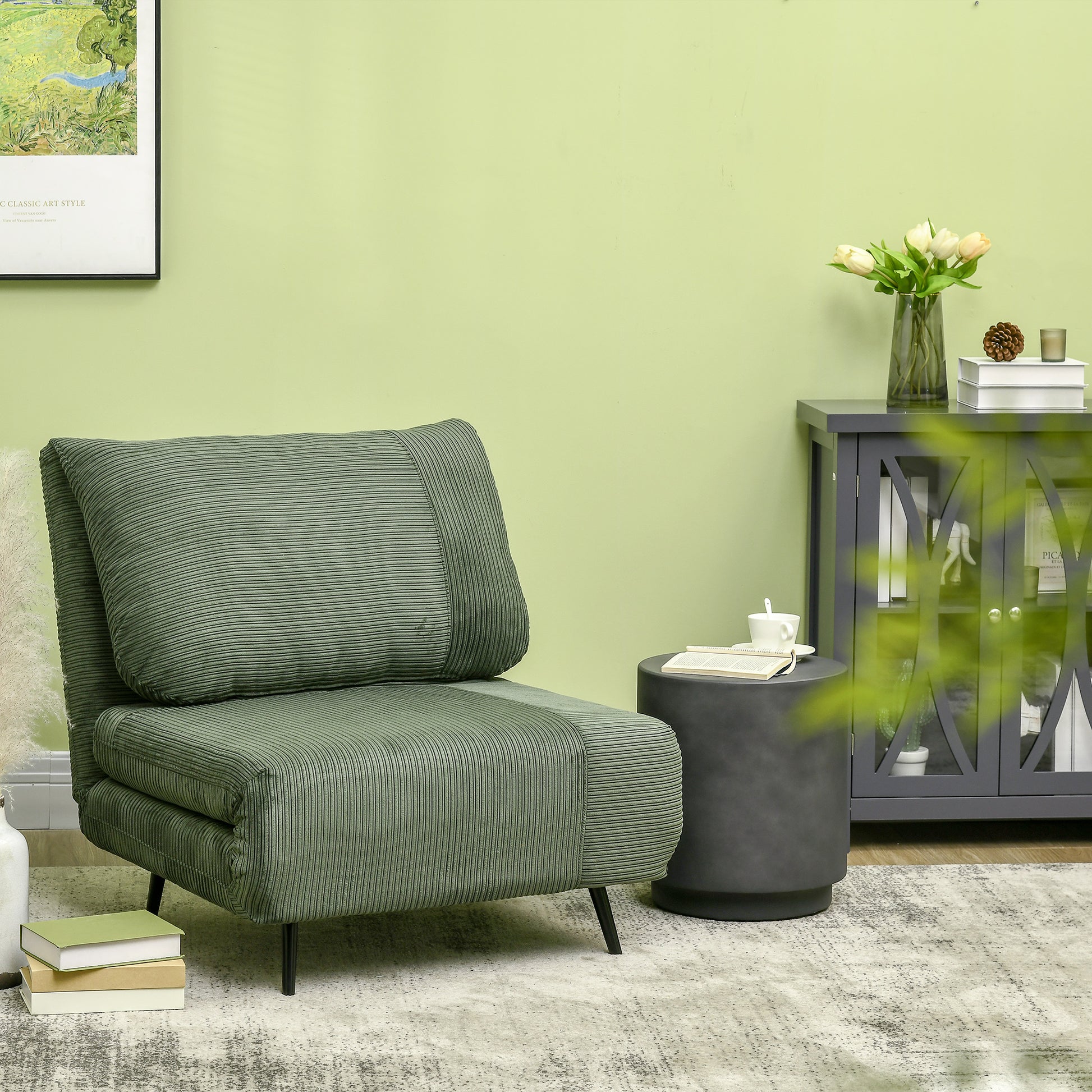 HOMCOM Lightweight Concrete Finish Round Accent Side Table with Adjustable Feet