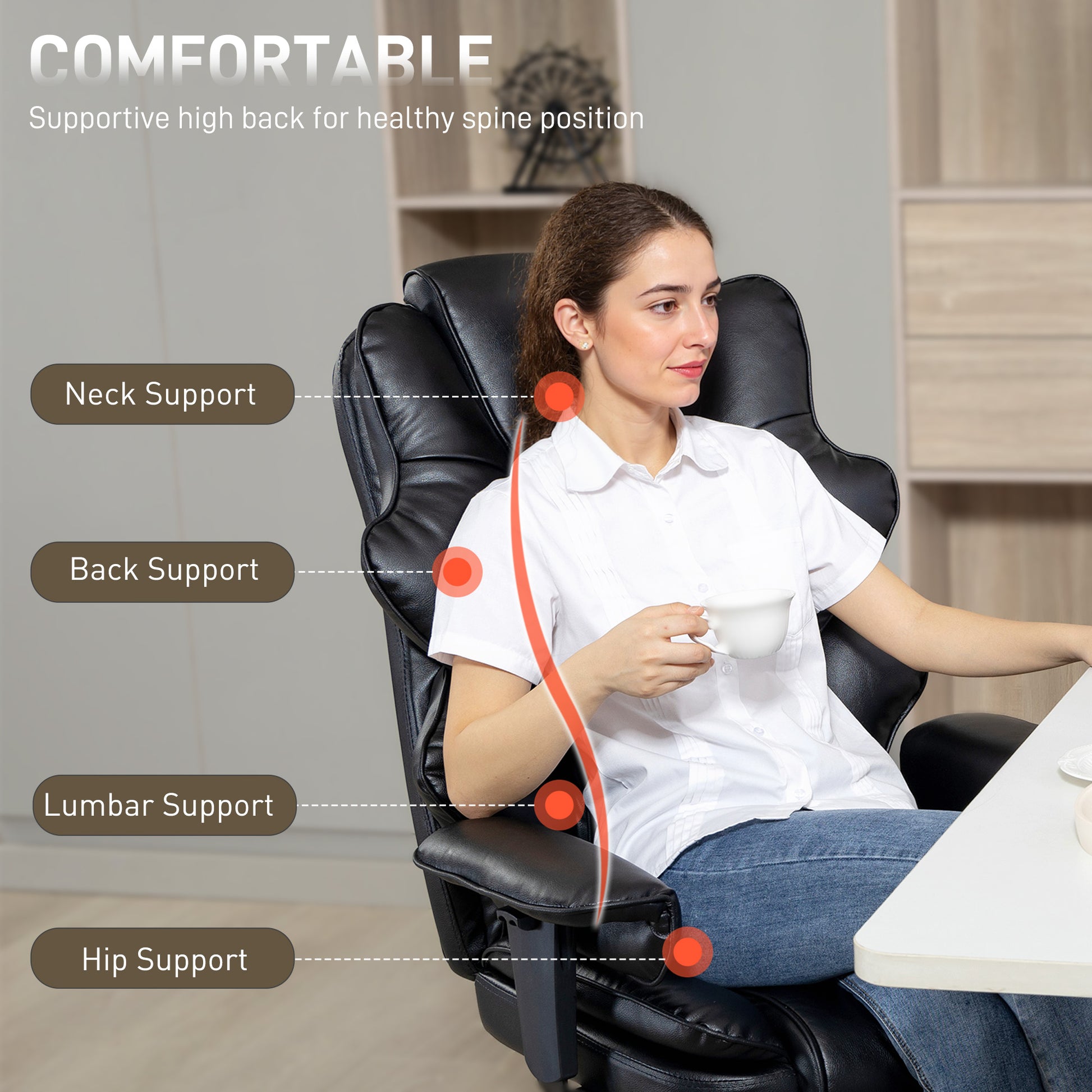 HOMCOM Big & Tall 400 lbs Overstuffed PU Leather Office Chair