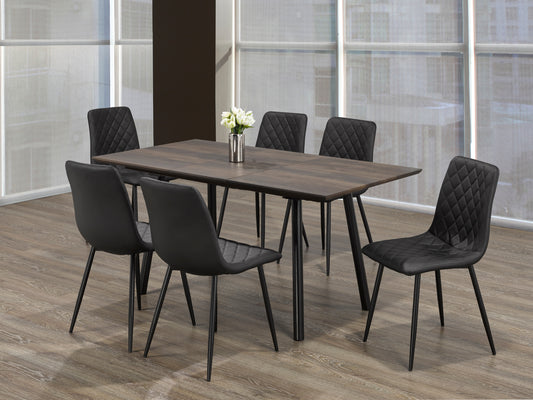 Butterfly-Leaf Wood Dining Set with Black Metal Legs