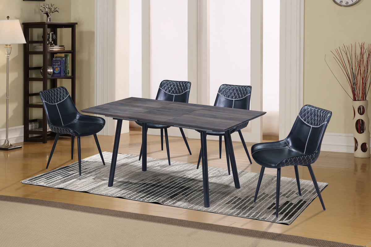 Butterfly-Leaf Wood Dining Set with Black Metal Legs