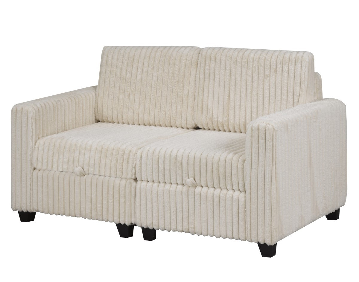 Versatile Beige Modular Sectional Sofa with Storage, Plush Fabric & Ottoman