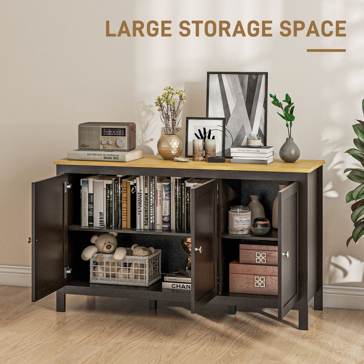 Buffet Cabinet with Doors and Adjustable Shelves – 47"W x 28"H