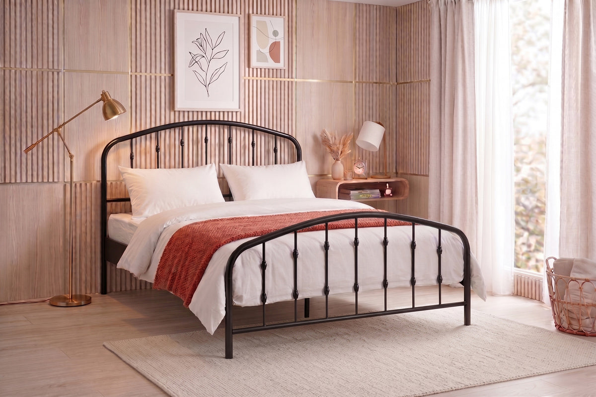Black Steel Platform Bed with Under-Bed Storage