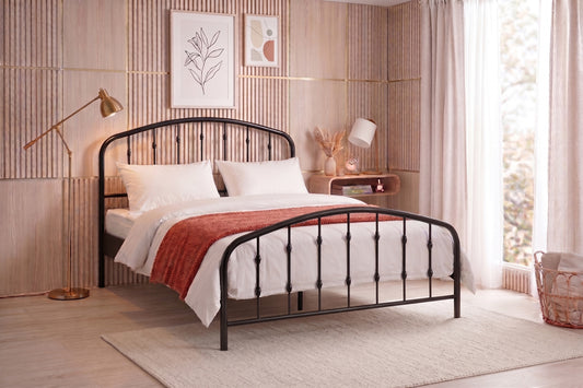 Black Steel Platform Bed with Under-Bed Storage
