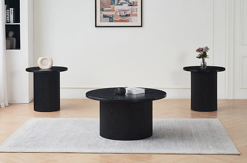 IF-2660 Contemporary 3-Piece Coffee Table Set Black Wood