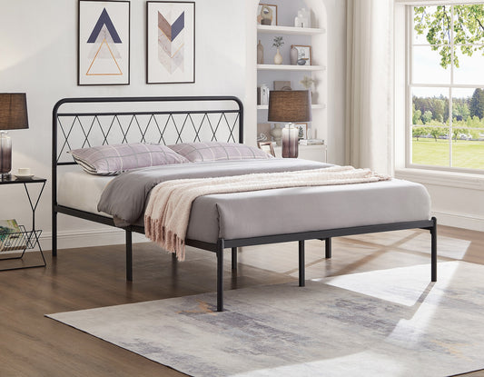 Contemporary Black Steel Platform Bed