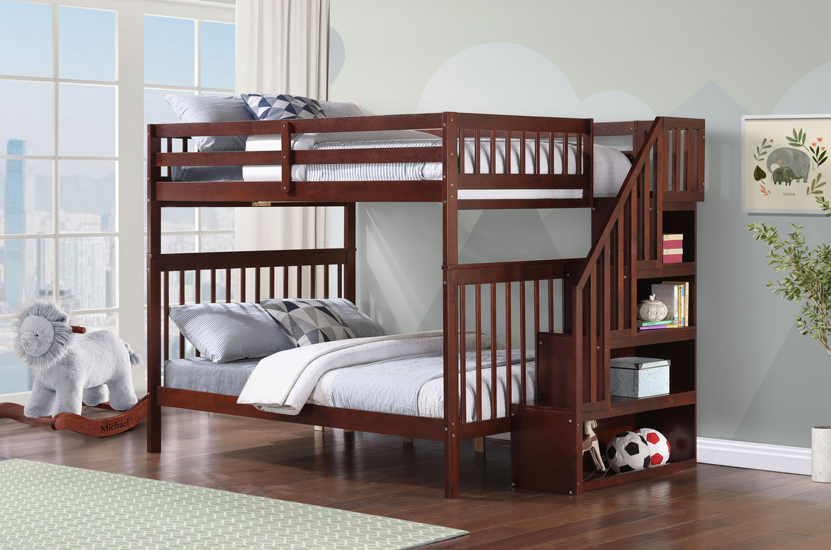 Mission Bunk Bed with Reversible Staircase – Espresso Double/Double