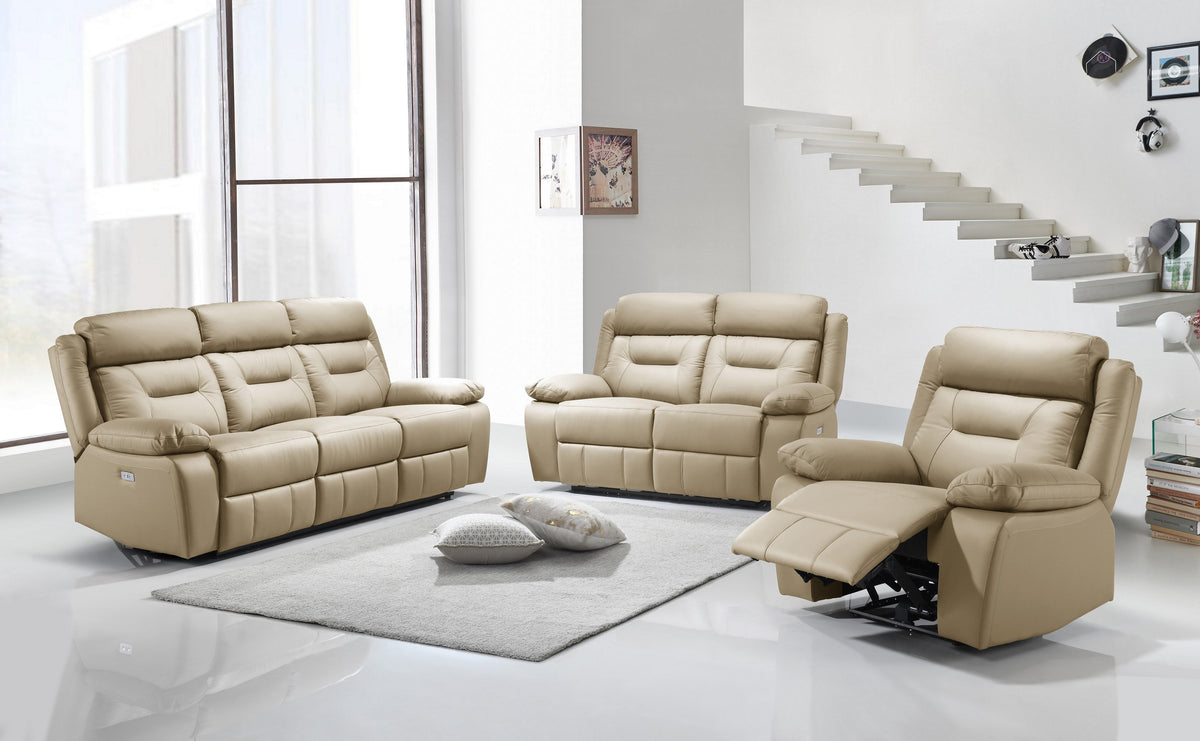 Power Reclining 3-Piece Living Room Set – Genuine Leather Match