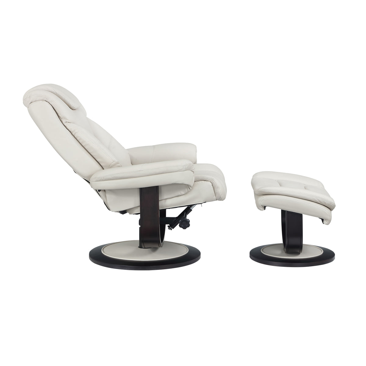 Swivel Recliner Chair with Ottoman – Leather Match