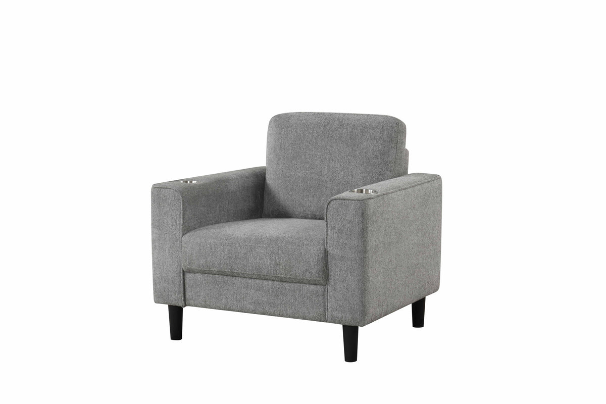 Contemporary 3-Piece Sofa Set with Cup Holders