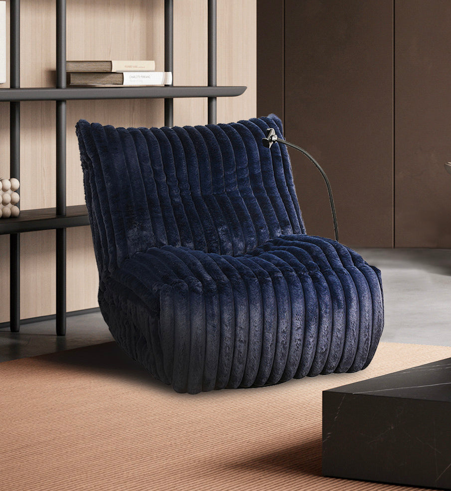 Corduroy Swivel Glider Recliner – Navy Blue