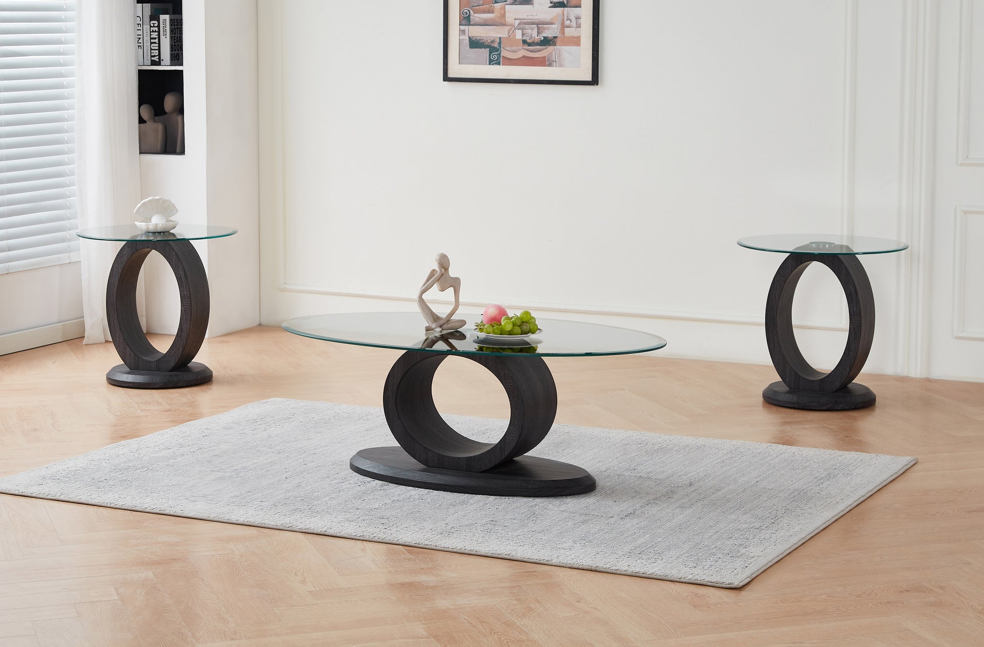 IF-2656 Modern Coffee Table Set Charcoal Grey